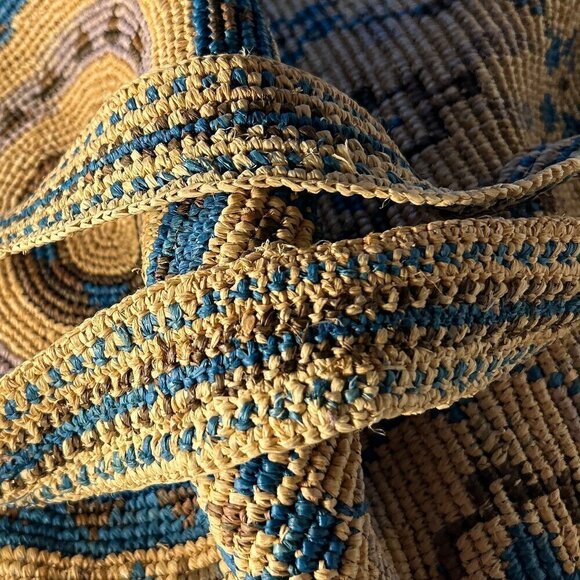 Subtle Luxury Raffia Graphic Natural Woven Tote Bag beach aztec travel southwest - Picture 5 of 8